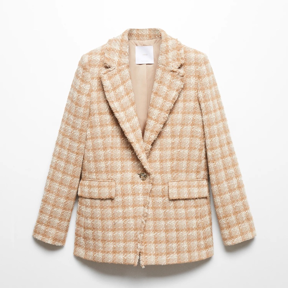 Mango Beige Textured Blazer
